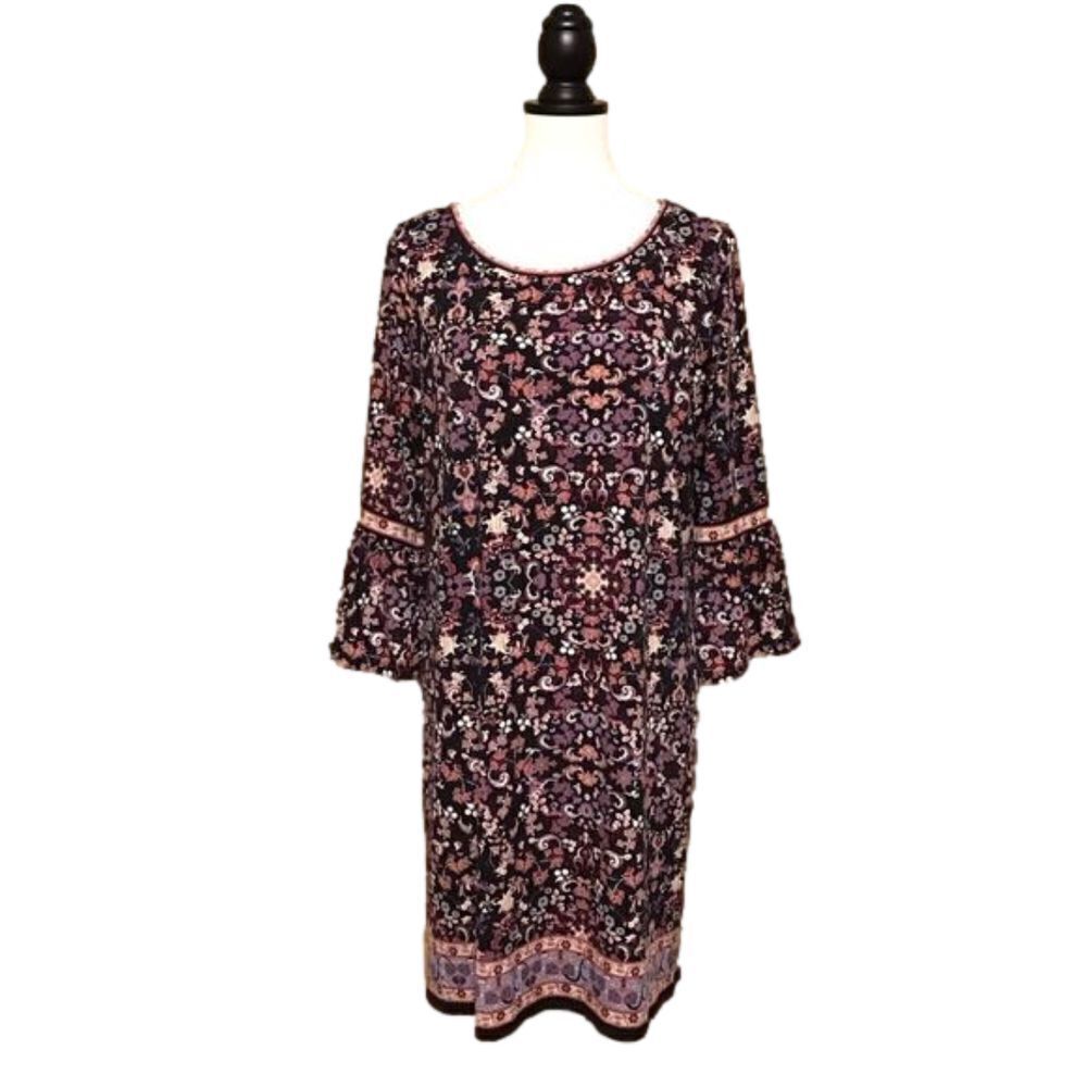 Max Studio Floral Bell Sleeve Dress L
